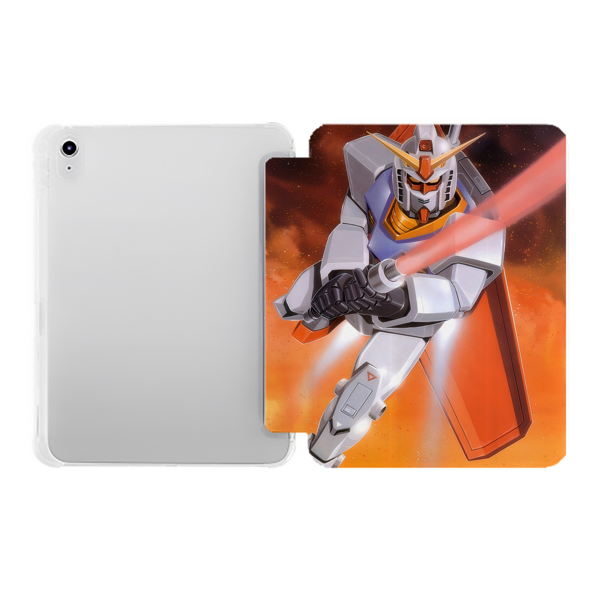 （画像用） 機動戦士ガンダム Mobile Suit Gundam IPad ケース ペン収納付き 三つ折りスタンド PUレザー×シリコン 対応機種9.5/10.5/10.9インチ